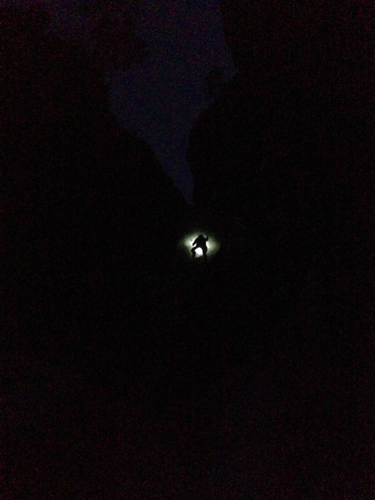 Climbing into the dark on Avocado Gully