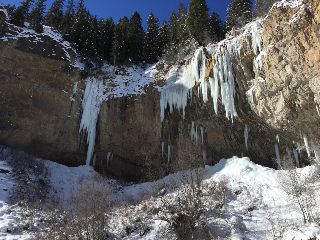 Stone Free and The Ice Palace in Rifle Mountain Park on 12-26-15.